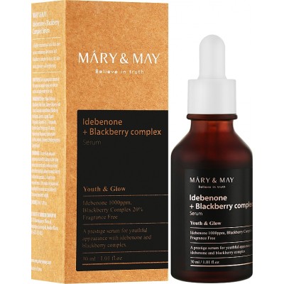 Антиоксидантна сироватка для обличчя з комплексом ягід Mary & May Idebenone + Blackberry Complex Serum 30мл