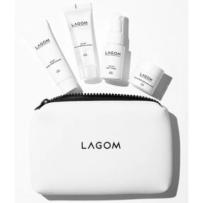 Набор миниатюр для лица Lagom Travel Kit 90ml, 4 предмета (неопреновая косметичка)