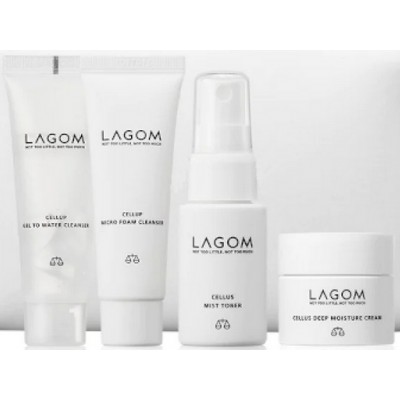 Набор миниатюр для лица Lagom Travel Kit 90ml, 4 предмета (неопреновая косметичка)