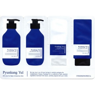 Набор миниатюр для лица Pyunkang Yul Ato Sample Pouch (Ato Cream Blue Label + Ato Moisturizing  Soothing Gel Lotion + Ato Nourishing Baby Oil + Ato Lotion Blue Label)