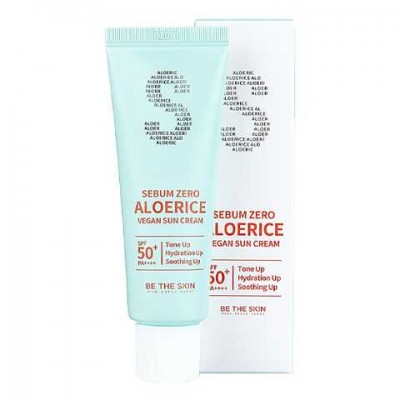 Сонцезахисний крем для обличчя BE THE SKIN Sebum Zero Aloerice Vegan Sun Cream SPF50+ PA++++, 50 ml